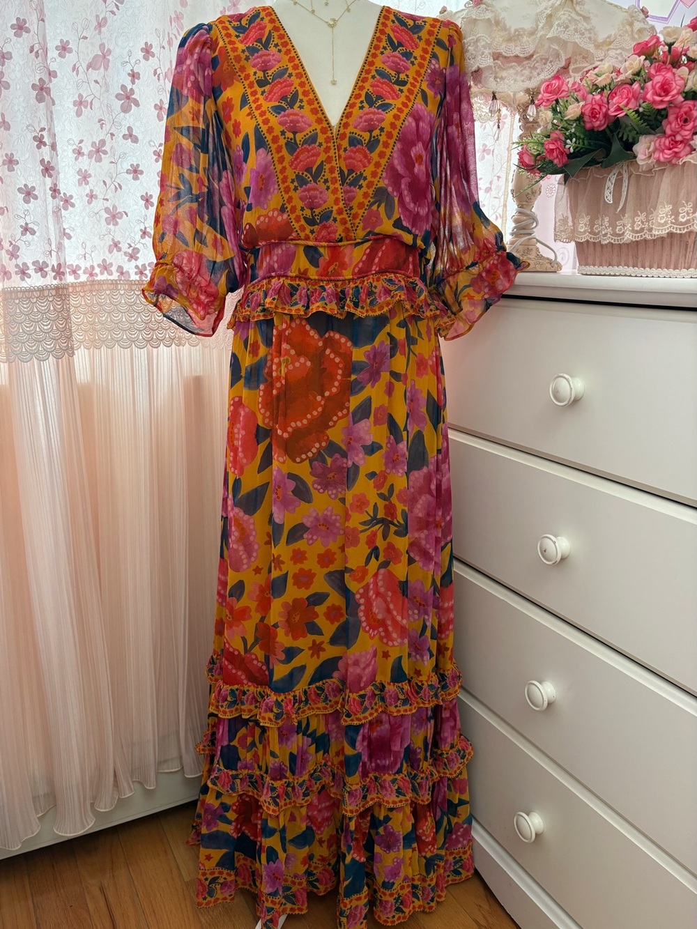 Farm Rio Floral Dream Short Sleeve Maxi Dress - Picture 3 of 7